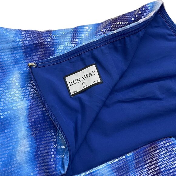 Runaway The Label‎ Malibu Allover Sequin Midi Dress Ocean Blue Size XXL - Picture 8 of 14